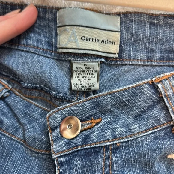 Carrie Allen Vintage y2k Lace Trimmed Denim Capri Pants - Picture 5 of 5